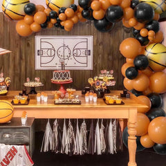 136pcs Basketball Balloon Set Orange Balloon Chain Boys' Birthday Party