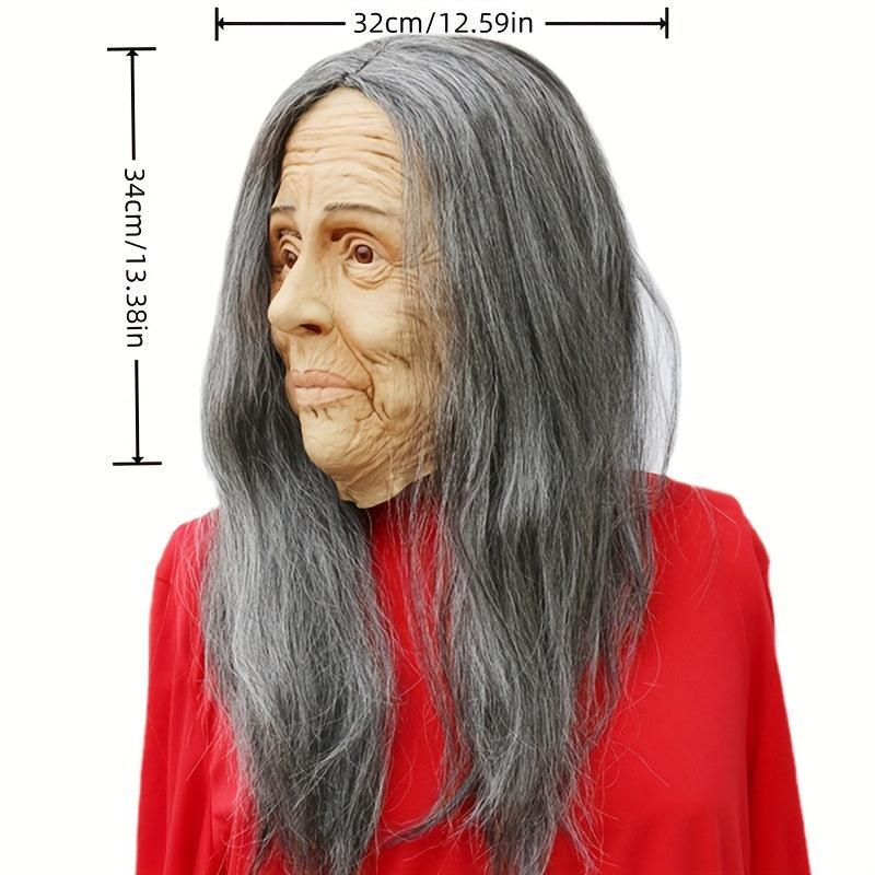 Halloween Latex Hair Crone Mask Party Props Face Mask Cosplay