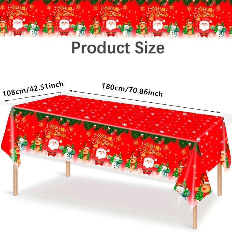 Christmas Tablecloth Red Santa Claus Snowman Elk Waterproof Table Cover