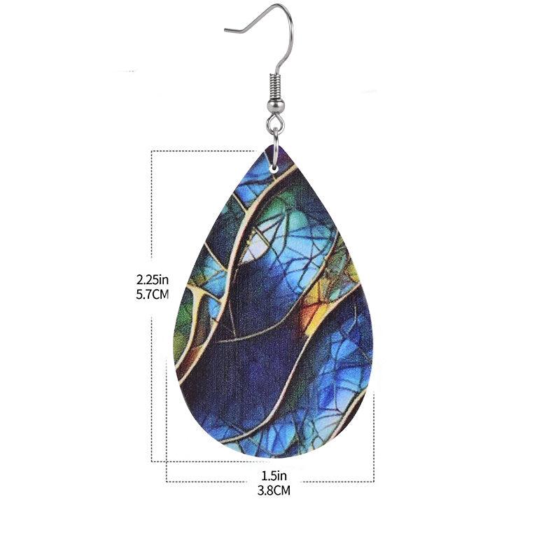 Leaves Texture Vein Painting Print Dangle Earrings