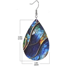 Leaves Texture Vein Painting Print Dangle Earrings