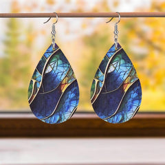 Leaves Texture Vein Painting Print Dangle Earrings