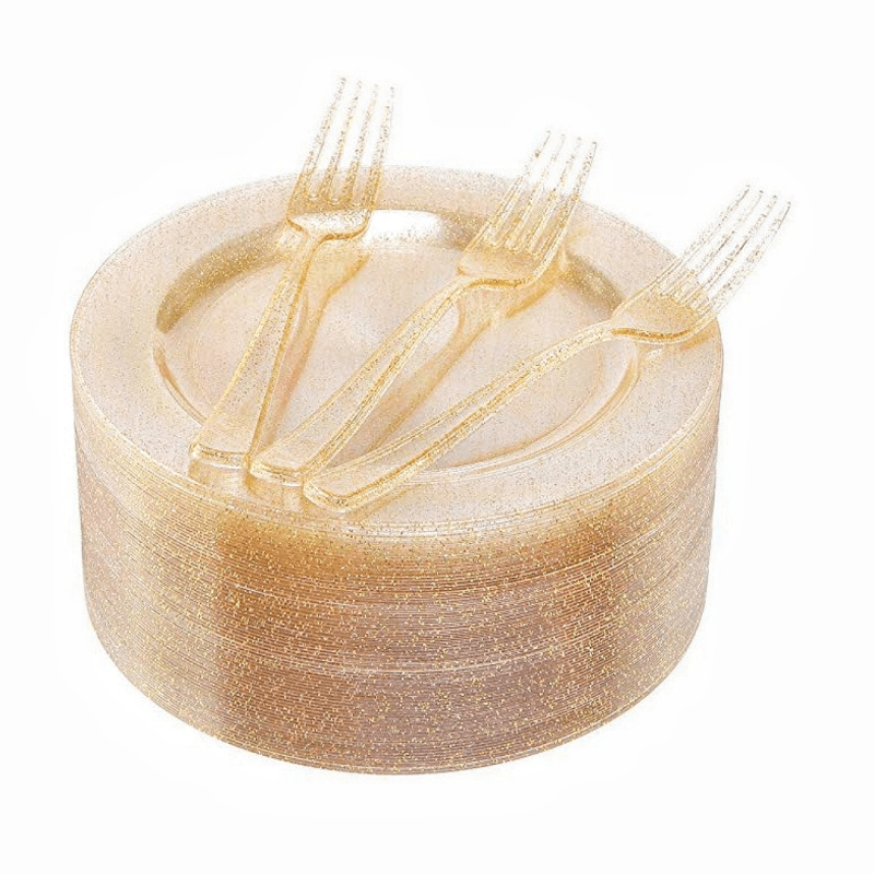 25pcs 16 Party Plate Golden Powder Square Plate Dessert Plate Cake Plate