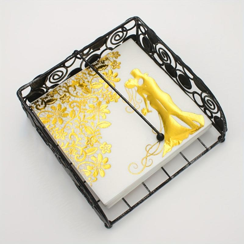20pcs Wedding Napkins Cocktail Mr & Mrs Golden Bride And Groom Napk
