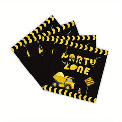 24pcs Engineering Car Party Supplies Paper Plates Napkins Forks Decorations