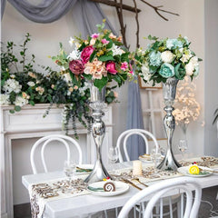 2pcs 22inch Silvery Trumpet Vases Wedding Centerpieces