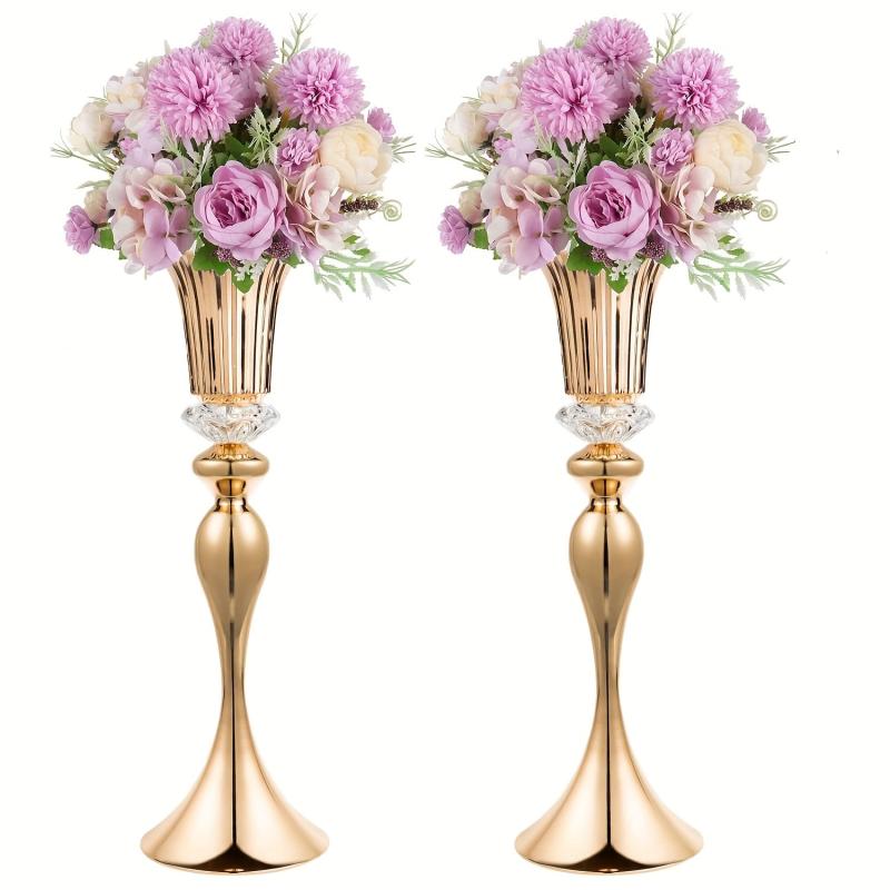 2pcs 22inch Silvery Trumpet Vases Wedding Centerpieces