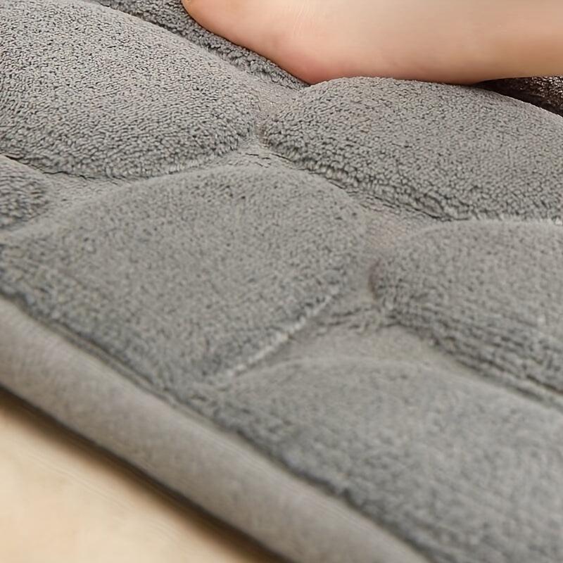 Memory Foam Bath Mat Cobblestone Embossed Coral Fleece Bath Rug