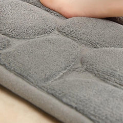 Memory Foam Bath Mat Cobblestone Embossed Coral Fleece Bath Rug