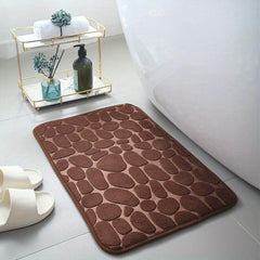 Memory Foam Bath Mat Cobblestone Embossed Coral Fleece Bath Rug