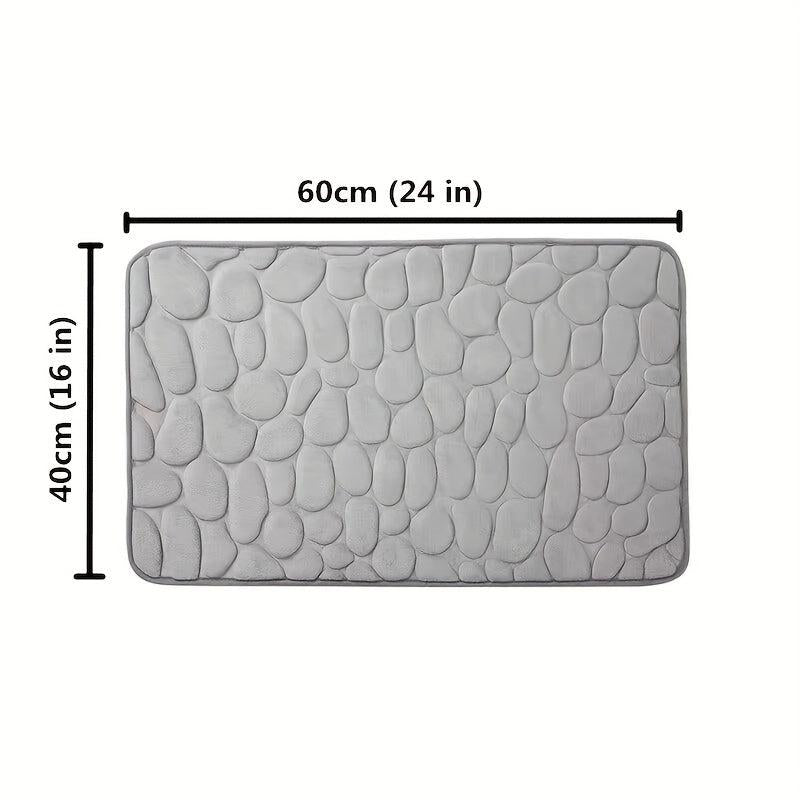 Memory Foam Bath Mat Cobblestone Embossed Coral Fleece Bath Rug