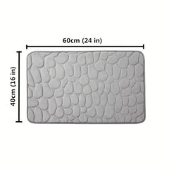 Memory Foam Bath Mat Cobblestone Embossed Coral Fleece Bath Rug