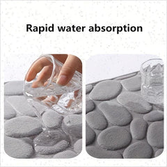 Memory Foam Bath Mat Cobblestone Embossed Coral Fleece Bath Rug