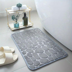 Memory Foam Bath Mat Cobblestone Embossed Coral Fleece Bath Rug