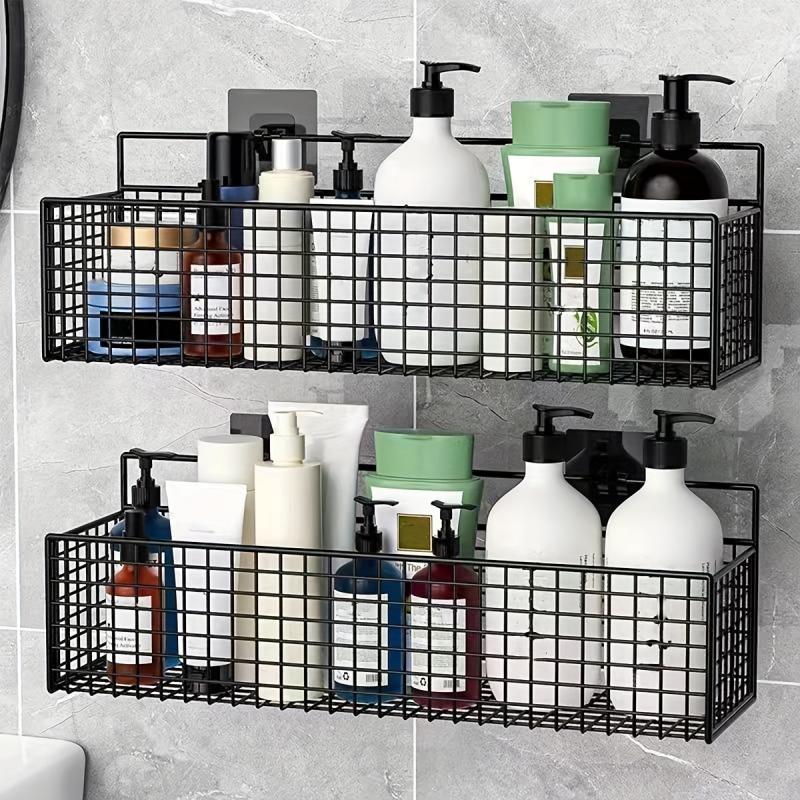 Wall Mounted Storage Rack with Basket for Bathroom Accessories