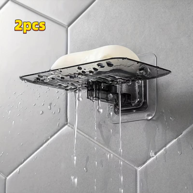 2pcs Wall Mounted Soap Dish Crystal Soap Tray No Punching Soap Holder