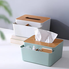Wood Grain Tissue Box for Restaurant and Living Room