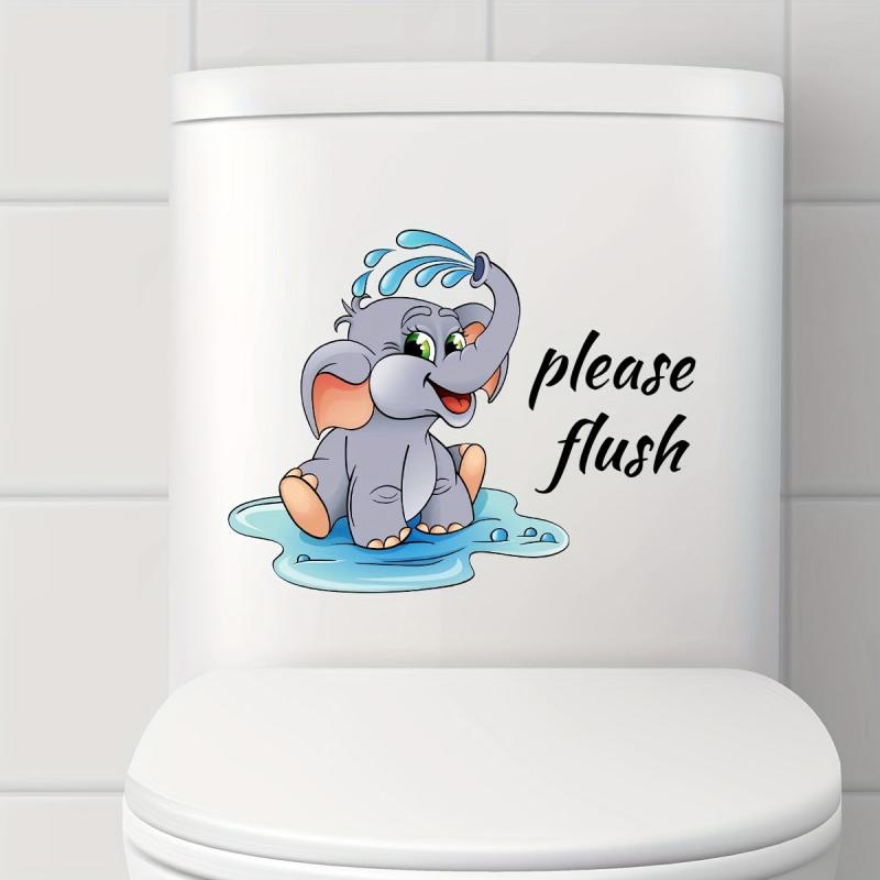 Elephant Pattern Toilet Lid Decal Adhesive Wall Sticker Bathroom Decor