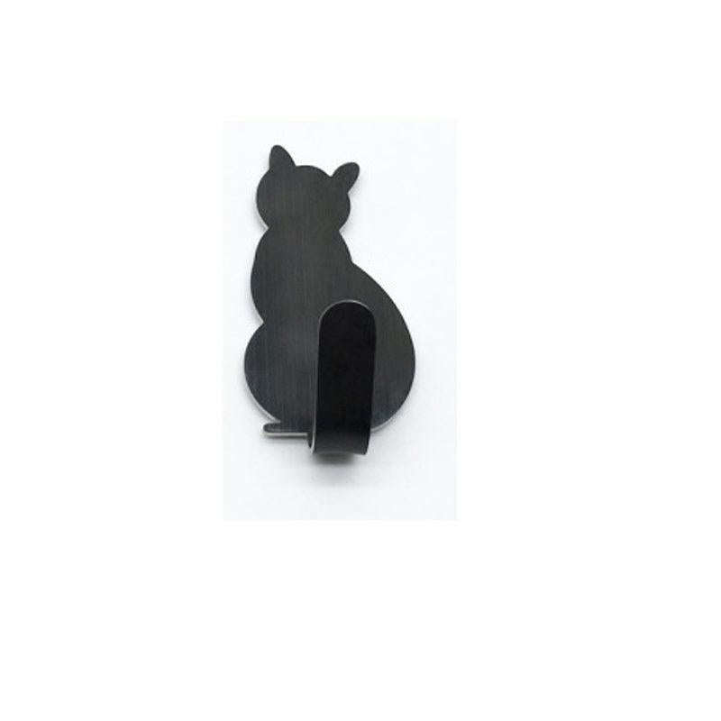 Cat Shape Wall Hooks Stainless Steel Adhesive Key Towel Hook