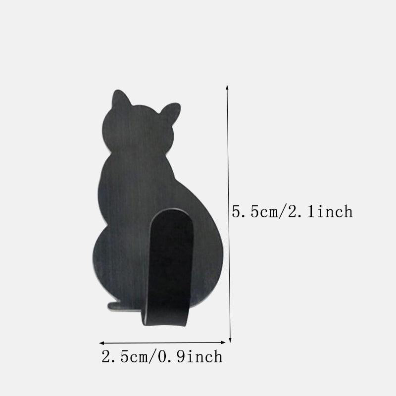 Cat Shape Wall Hooks Stainless Steel Adhesive Key Towel Hook