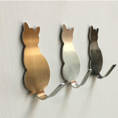 Cat Shape Wall Hooks Stainless Steel Adhesive Key Towel Hook