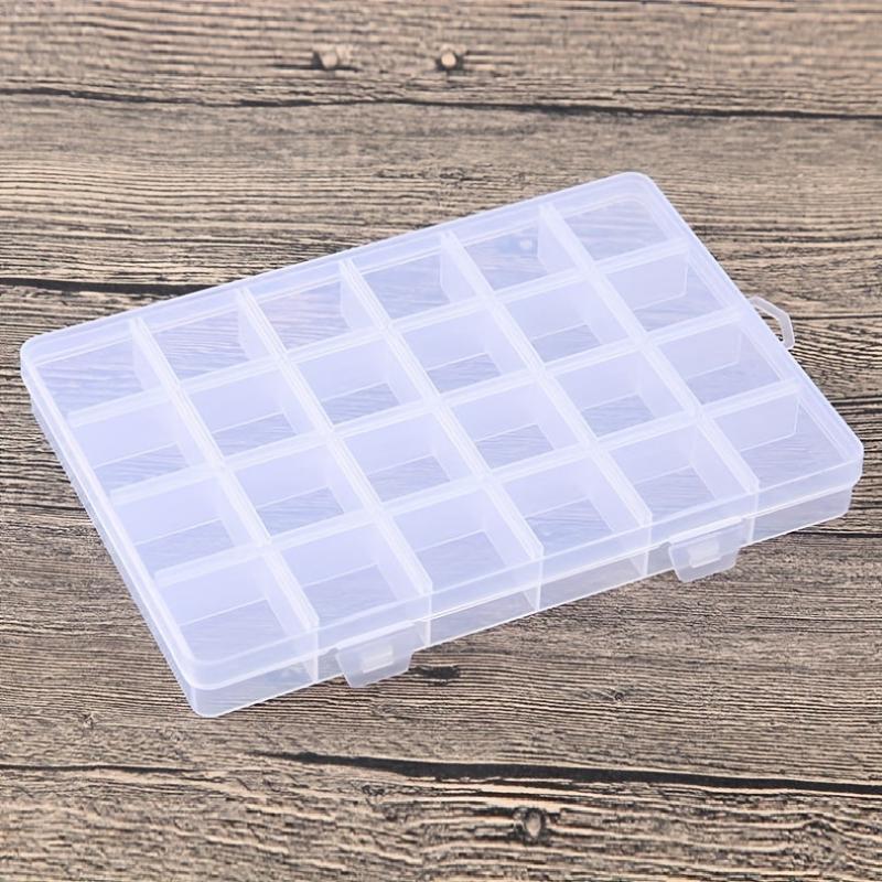 Transparent Plastic Storage Box 24 Grids Jewelry Splitter Container