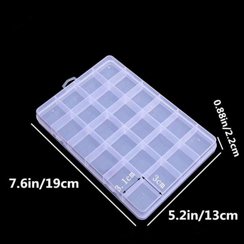 Transparent Plastic Storage Box 24 Grids Jewelry Splitter Container