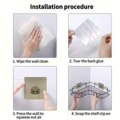 2pcs Toilet Corner Rack Rust Proof Bathroom Storage Shower Shelf