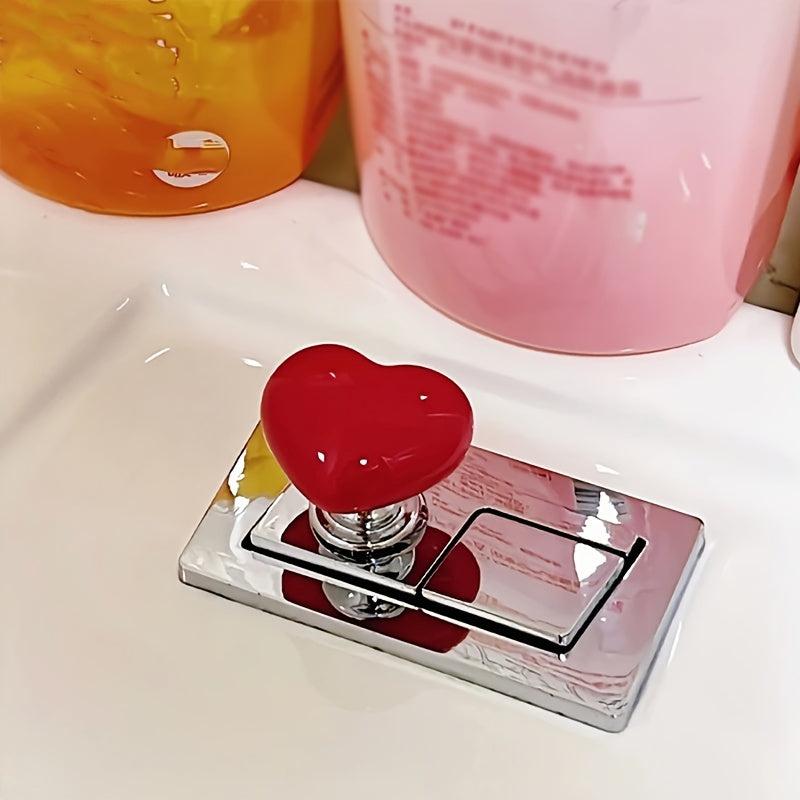 Colorful Heart-shaped Toilet Button - Home Essential