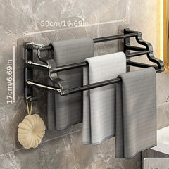 3 Tier Towel Bar Punch Shower Towel Rack Wall Mounted Towel Holder
