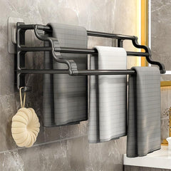 3 Tier Towel Bar Punch Shower Towel Rack Wall Mounted Towel Holder