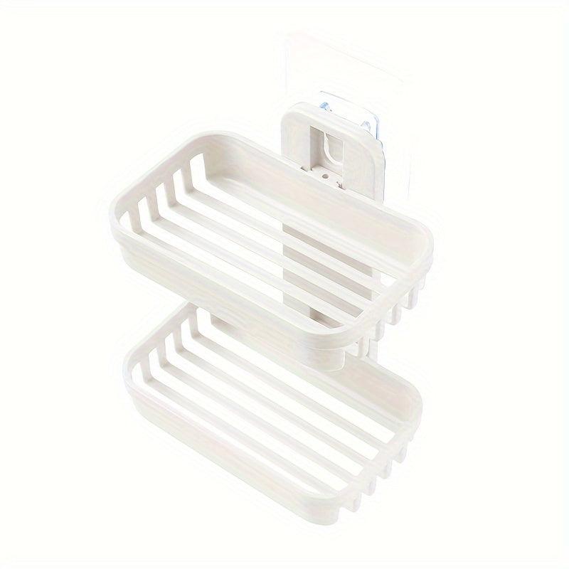 Double Layer Soap Holder Wall Mounted Bathroom Organizer