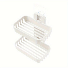 Double Layer Soap Holder Wall Mounted Bathroom Organizer