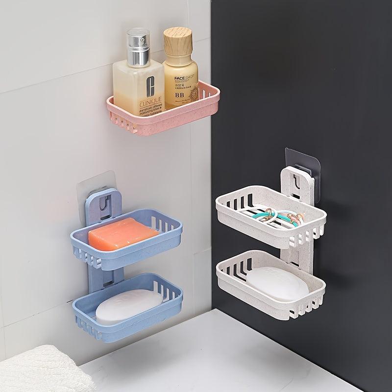 Double Layer Soap Holder Wall Mounted Bathroom Organizer