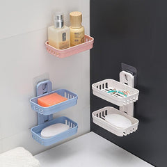 Double Layer Soap Holder Wall Mounted Bathroom Organizer