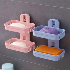 Double Layer Soap Holder Wall Mounted Bathroom Organizer