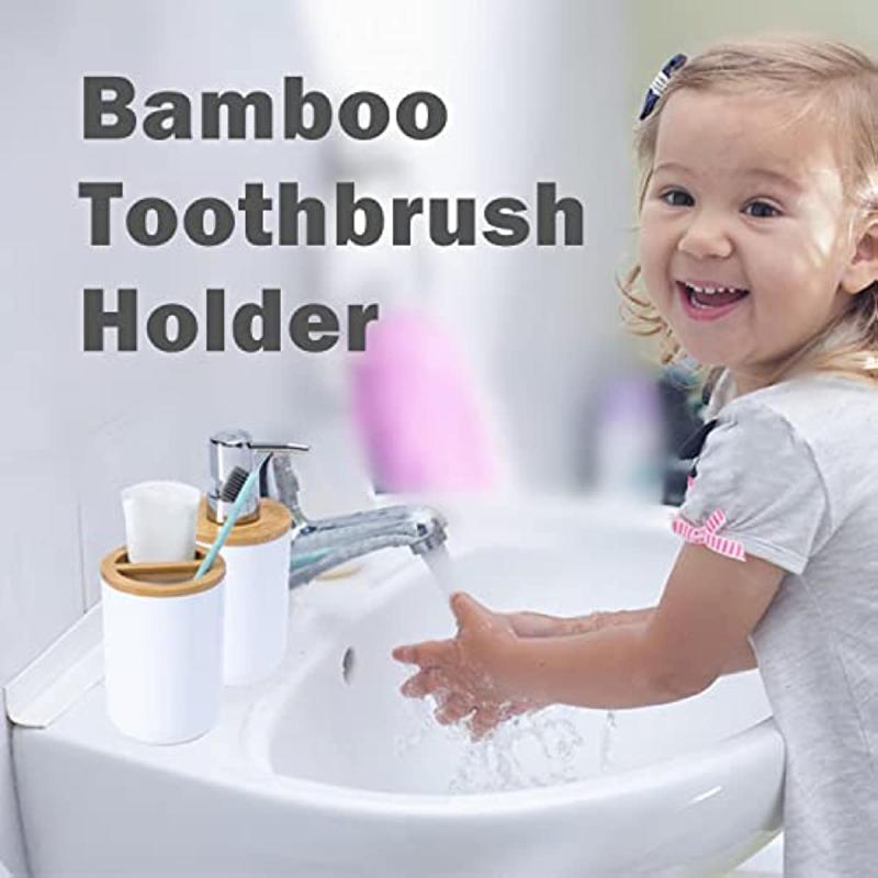 Eco Friendly Bamboo Toothbrush Holder Bathroom Organizer