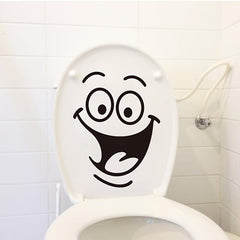Cartoon Smile Face Toilet Lid Decal - Fun Bathroom Decor Sticker
