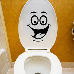 Cartoon Smile Face Toilet Lid Decal - Fun Bathroom Decor Sticker
