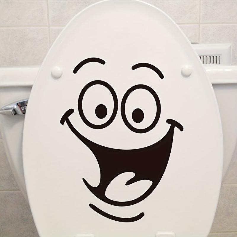 Cartoon Smile Face Toilet Lid Decal - Fun Bathroom Decor Sticker