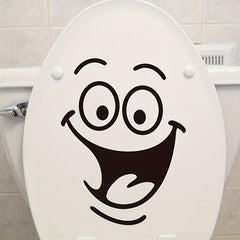 Cartoon Smile Face Toilet Lid Decal - Fun Bathroom Decor Sticker