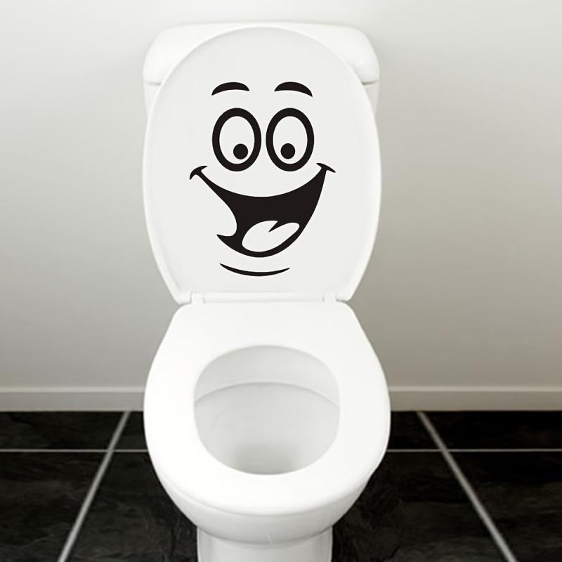 Cartoon Smile Face Toilet Lid Decal - Fun Bathroom Decor Sticker