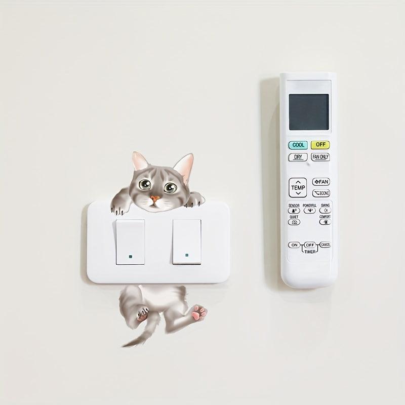 Cat Pattern Switch Outlet Wall Sticker Self-adhesive Home Decor