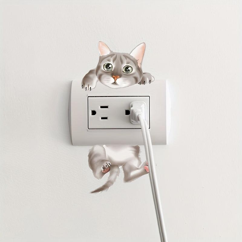 Cat Pattern Switch Outlet Wall Sticker Self-adhesive Home Decor