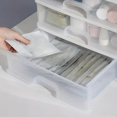 3-Layer Cosmetics Storage Rack with Drawer Makeup Organizer Home Essential