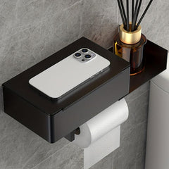 Toilet Tissue Holder With Shelf Wall Mounted Toilet Roll Paper Storage Rack