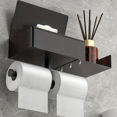 Toilet Tissue Holder With Shelf Wall Mounted Toilet Roll Paper Storage Rack