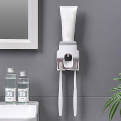 Wall Mounted Toothpaste Dispenser & Toothbrush Hanger