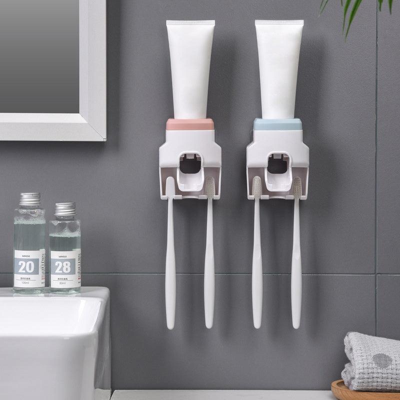 Wall Mounted Toothpaste Dispenser & Toothbrush Hanger
