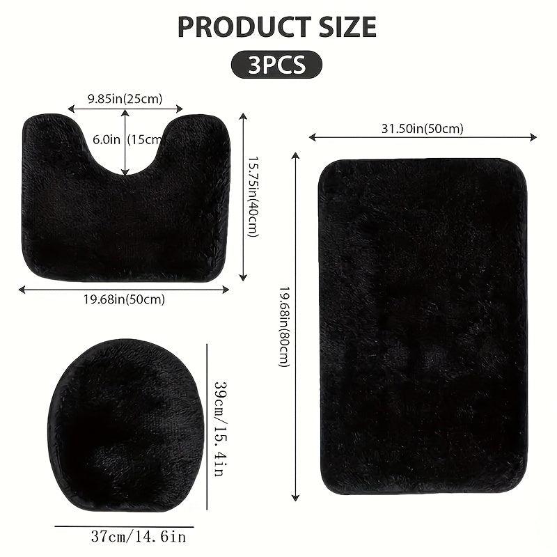 3pc Plush Bathroom Mats Set Non Slip Bathroom Rug Toilet U Shape Mat Toilet Lid